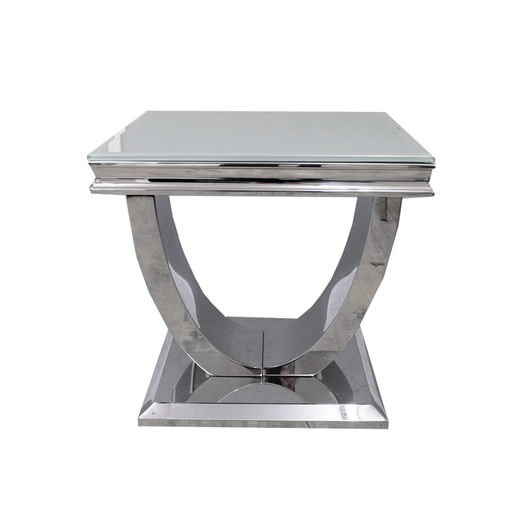 Ariel Glass & Polished Steel End Table - The Furniture Mega Store 