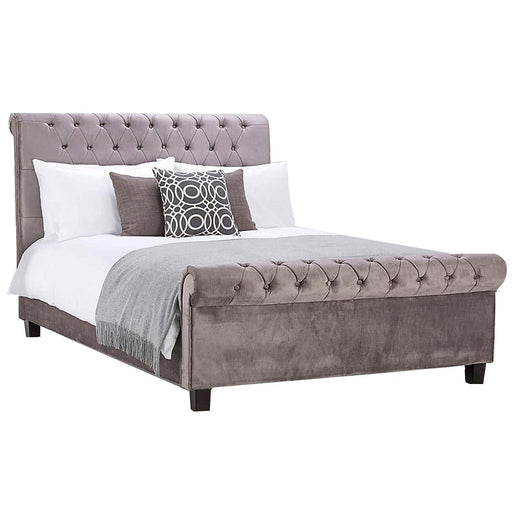 Orbit Silver Velvet 4'6 Double Bed - The Furniture Mega Store 