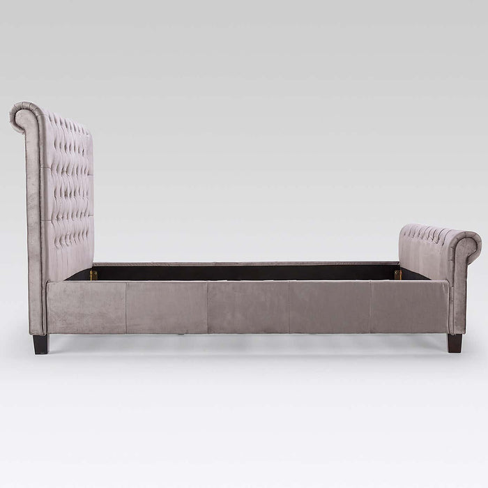 Orbit Silver Velvet 4'6 Double Bed - The Furniture Mega Store 