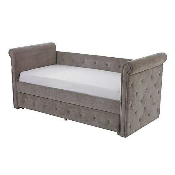 Mink Velvet Day Bed With Trundle - The Furniture Mega Store 