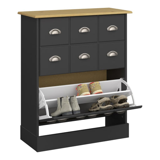 Nula Shoe Cabinet - Black & Pine - The Furniture Mega Store 
