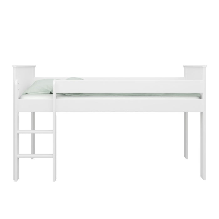 Alba Mid Sleeper Bed With Optional Pull Out Desk - White - The Furniture Mega Store 