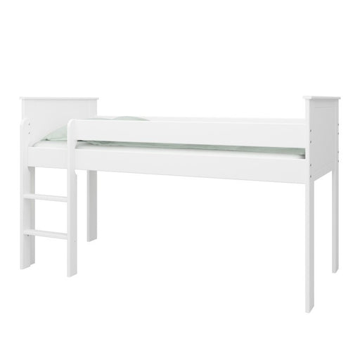 Alba Mid Sleeper Bed With Optional Pull Out Desk - White - The Furniture Mega Store 