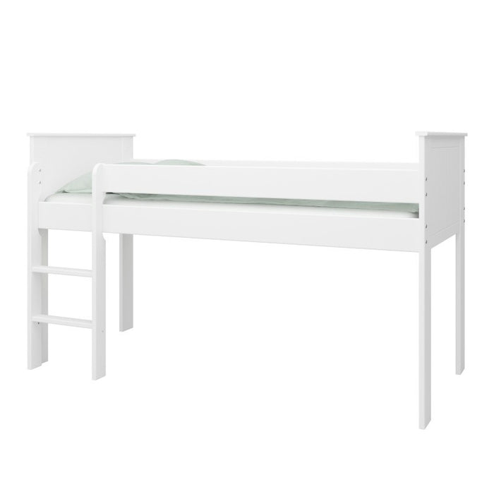 Alba Mid Sleeper Bed With Optional Pull Out Desk - White - The Furniture Mega Store 
