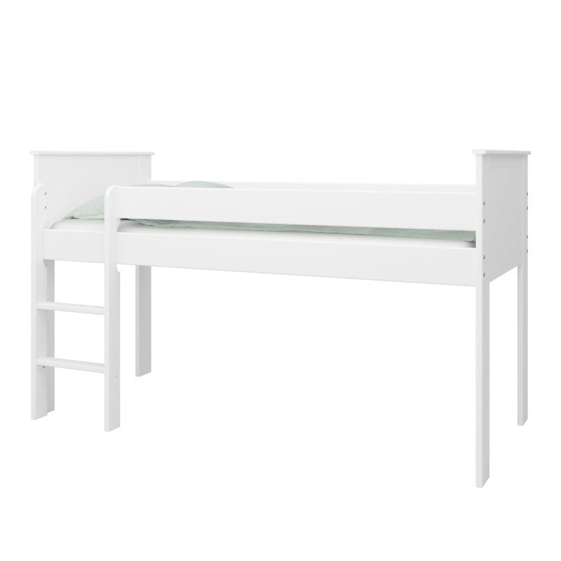 Alba Mid Sleeper Bed With Optional Pull Out Desk - White - The Furniture Mega Store 