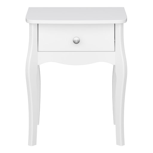 Baroque 1 Drawer Bedside Table - White Painted Finish - The Furniture Mega Store 