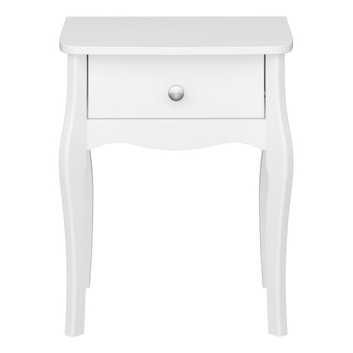 Baroque 1 Drawer Bedside Table - White Painted Finish - The Furniture Mega Store
