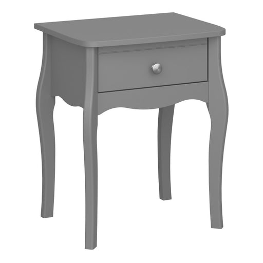 Baroque 1 Drawer Bedside Table - Grey Painted Finish - The Furniture Mega Store