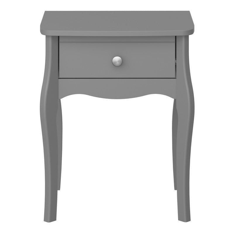 Baroque 1 Drawer Bedside Table Grey Painted Finish The Furniture