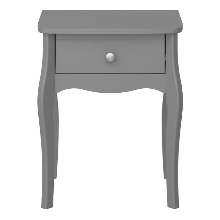 Baroque 1 Drawer Bedside Table - Grey Painted Finish - The Furniture Mega Store 