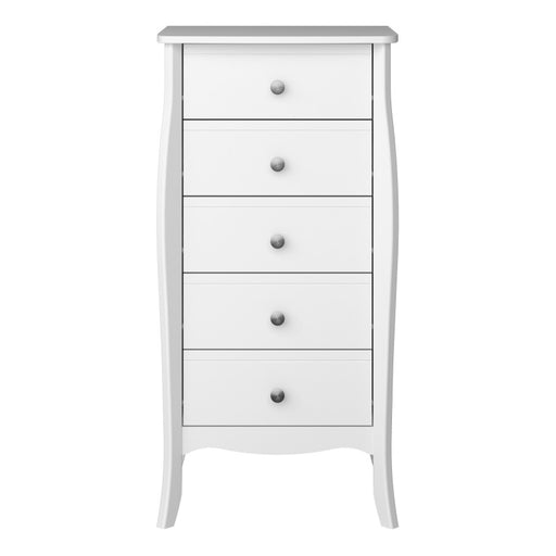 Baroque 5 Drawer Tall Boy - White Painted Finish - The Furniture Mega Store 