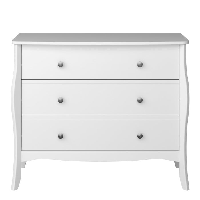 Baroque 3 Drawer Chest Of Drawers - White Painted Finish - The Furniture Mega Store 