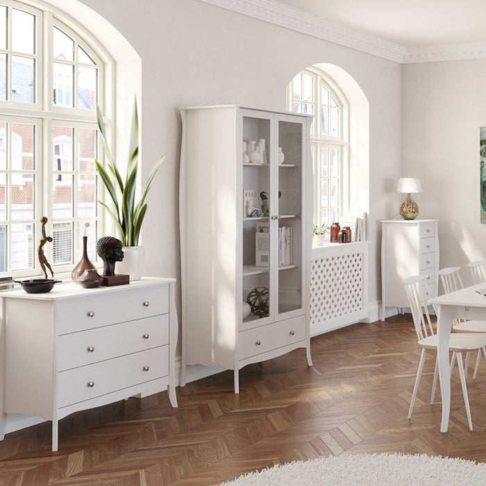 Baroque 3 Drawer Chest Of Drawers - White Painted Finish - The Furniture Mega Store 