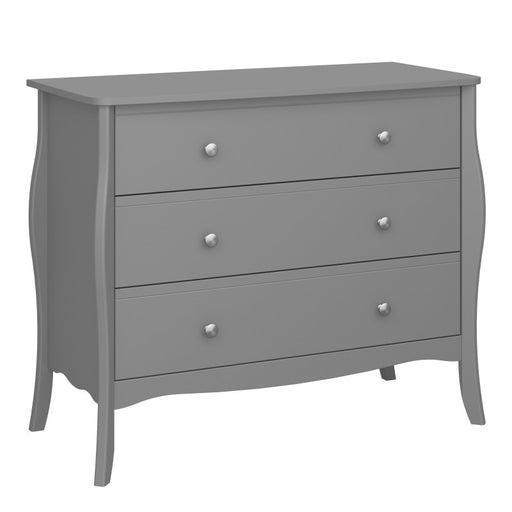 Baroque 3 Drawer Chest Of Drawers - Grey Painted Finish - The Furniture Mega Store 