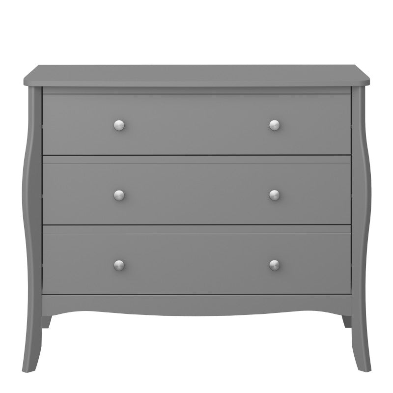 Baroque 3 Drawer Chest Of Drawers - Grey Painted Finish - The Furniture Mega Store 