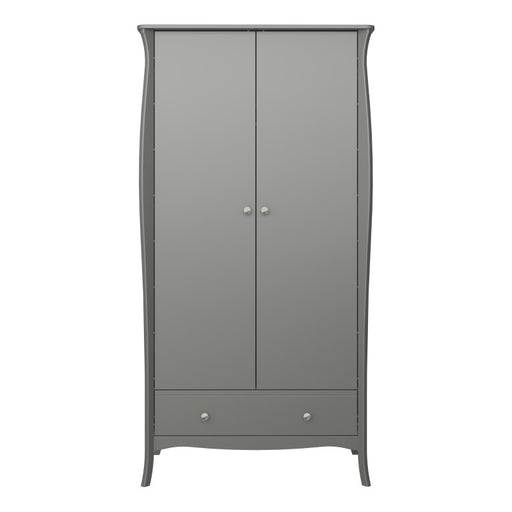 Baroque 2 Door 1 Drawer Wardrobe - Grey Painted Finish - The Furniture Mega Store 
