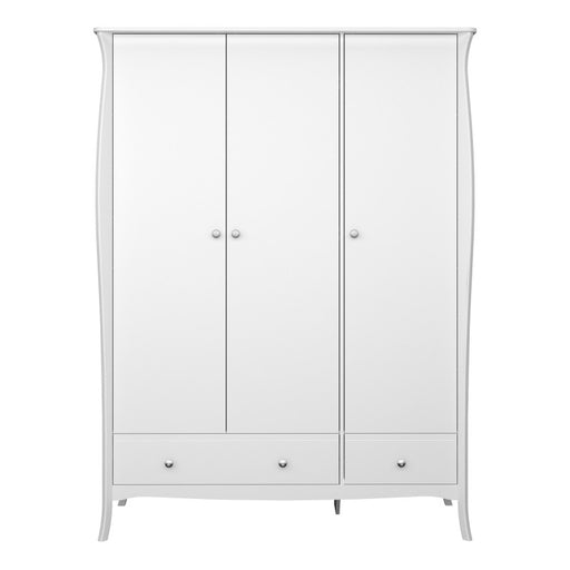 Baroque 3 Door 2 Drawer Wardrobe - White Painted Finish - The Furniture Mega Store 