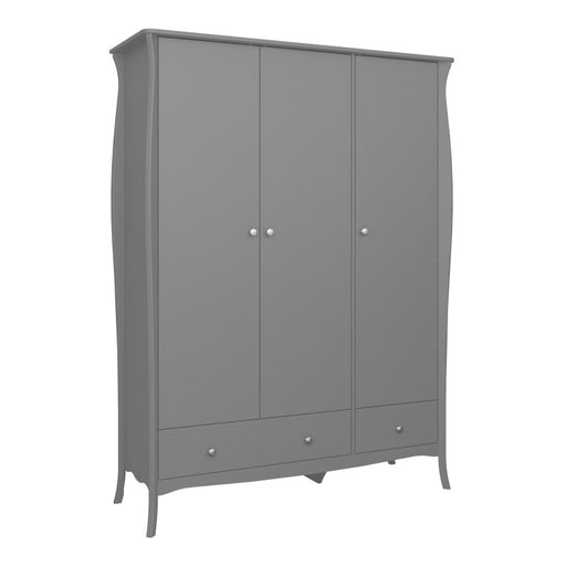 Baroque 3 Door 2 Drawer Wardrobe - Grey Painted Finish - The Furniture Mega Store 