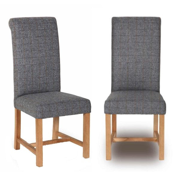 Edwin Rollback Harris Tweed Dining Chair - Choice Of Tweed & Legs - The Furniture Mega Store 