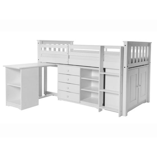 Porto Midi Sleeper with Desk, Chest & Bookcase White - The Furniture Mega Store 