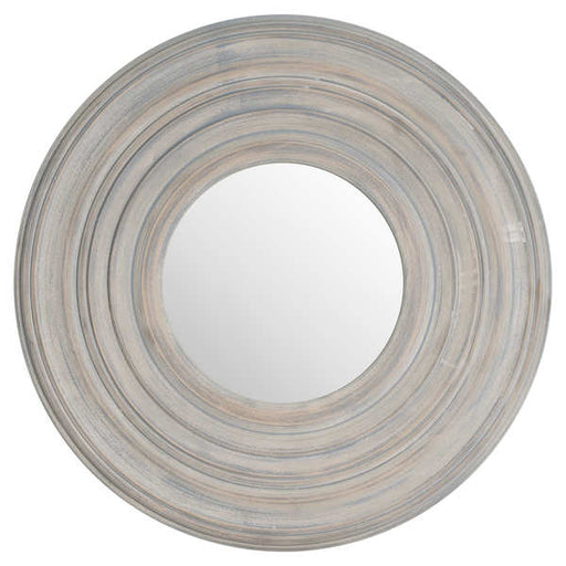 Grey Painted Round Textured Wall Mirror 60cm - The Furniture Mega Store 