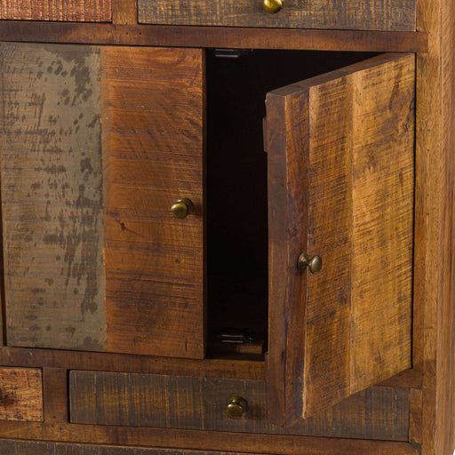 Multi Draw Reclaimed Industrial Merchant Chest With Brass Handles - The Furniture Mega Store 