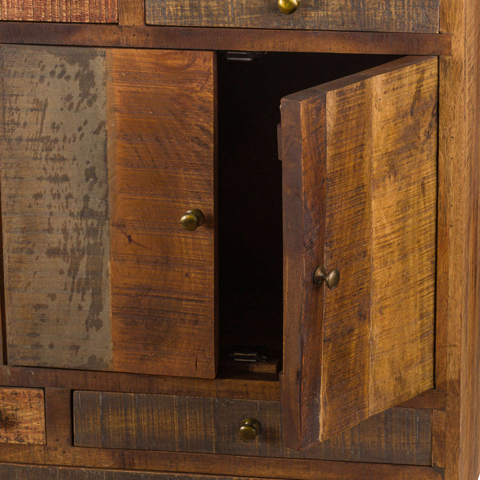 Multi Draw Reclaimed Industrial Merchant Chest With Brass Handles - The Furniture Mega Store 