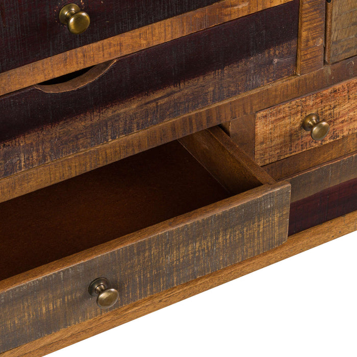 Multi Draw Reclaimed Industrial Merchant Chest With Brass Handles - The Furniture Mega Store 