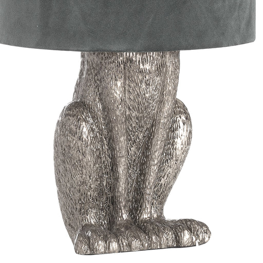Silver Hare Table Lamp With Grey Velvet Shade - The Furniture Mega Store 