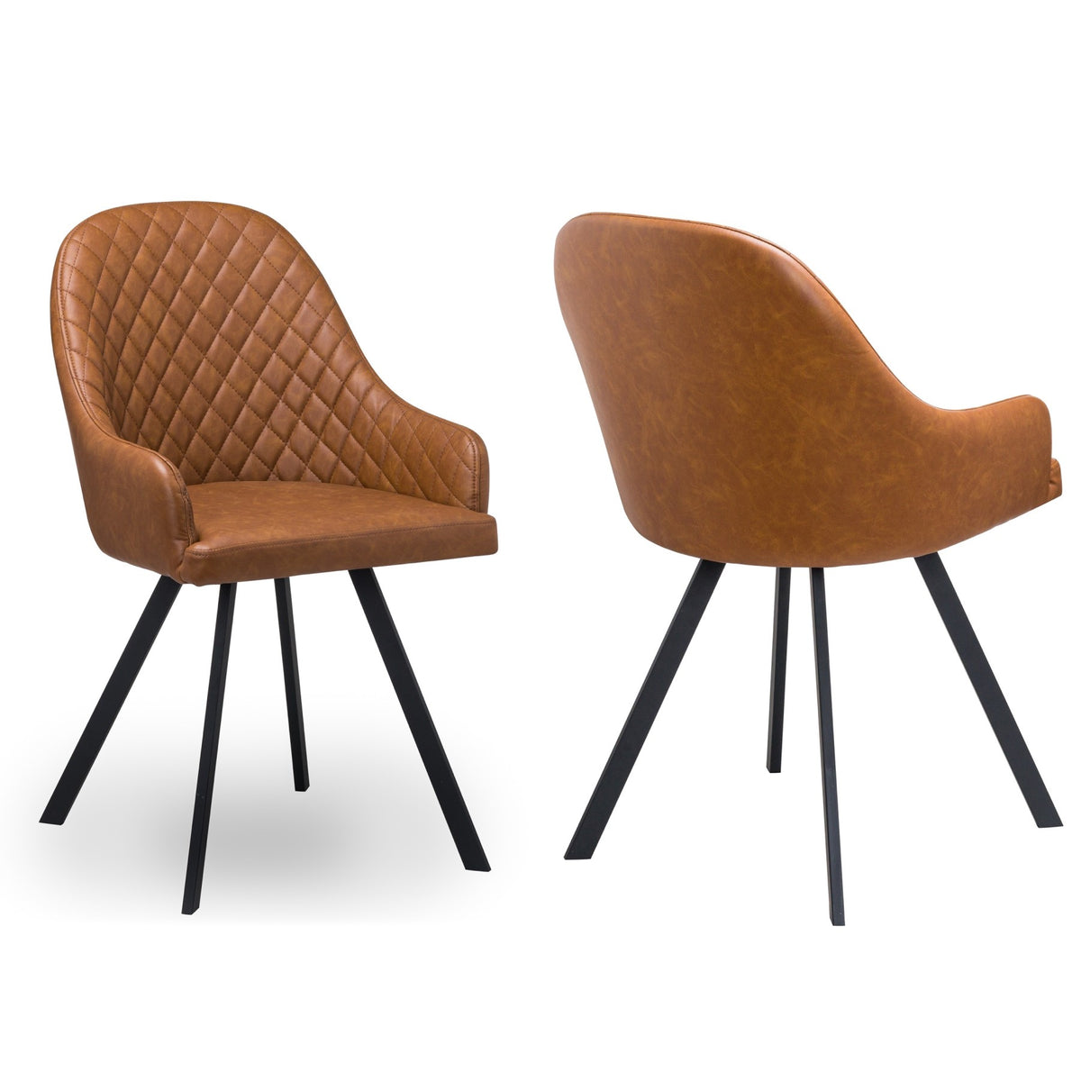 Stockholm TanBrown Leather Dining Chairs Set Of 2 The Furniture
