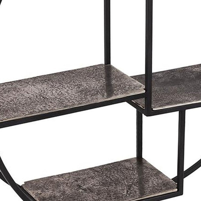 Farrah Collection Silver Circular Wall Hanging Multi Shelf - The Furniture Mega Store 