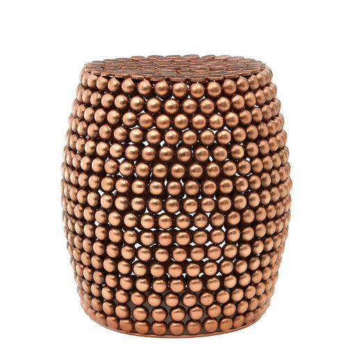 Templar Copper Beaded Barrel Side Table - The Furniture Mega Store 