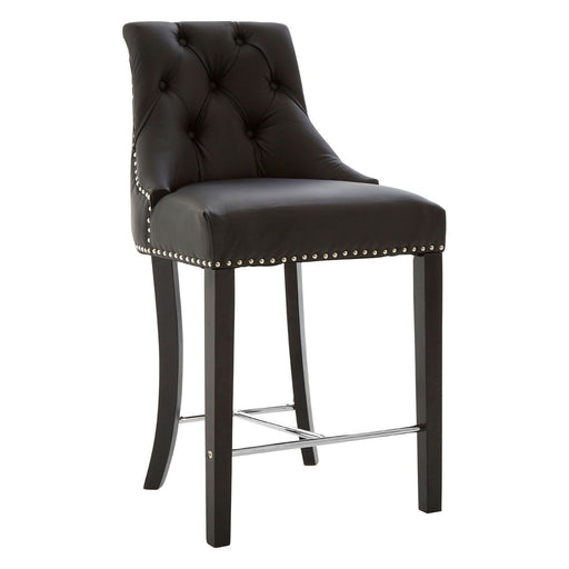 Regents Park Bar Chair - Black Leather - The Furniture Mega Store 