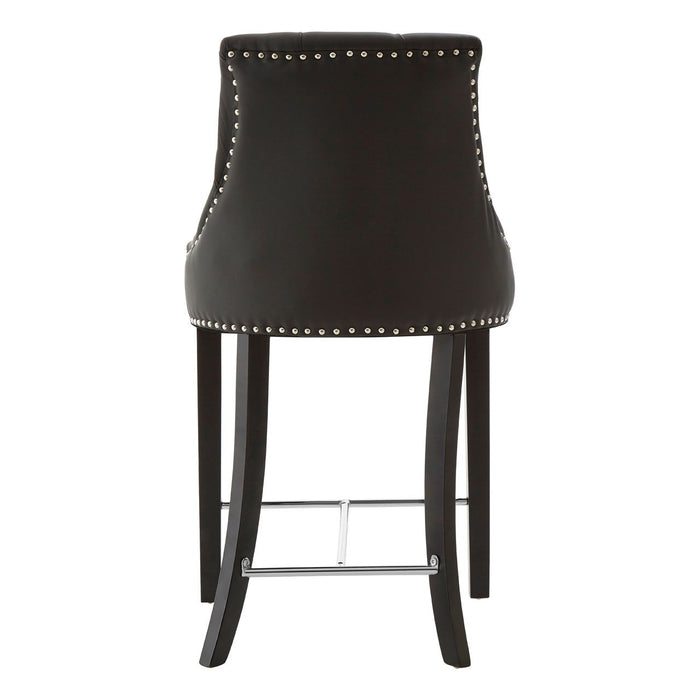 Regents Park Bar Chair - Black Leather - The Furniture Mega Store 