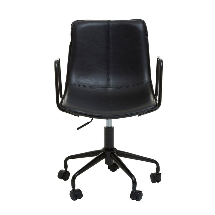 Branson Black Leather Swivel Office Chair - The Furniture Mega Store 