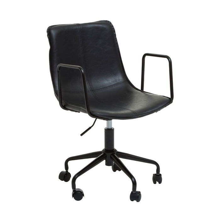 Branson Black Leather Swivel Office Chair - The Furniture Mega Store 