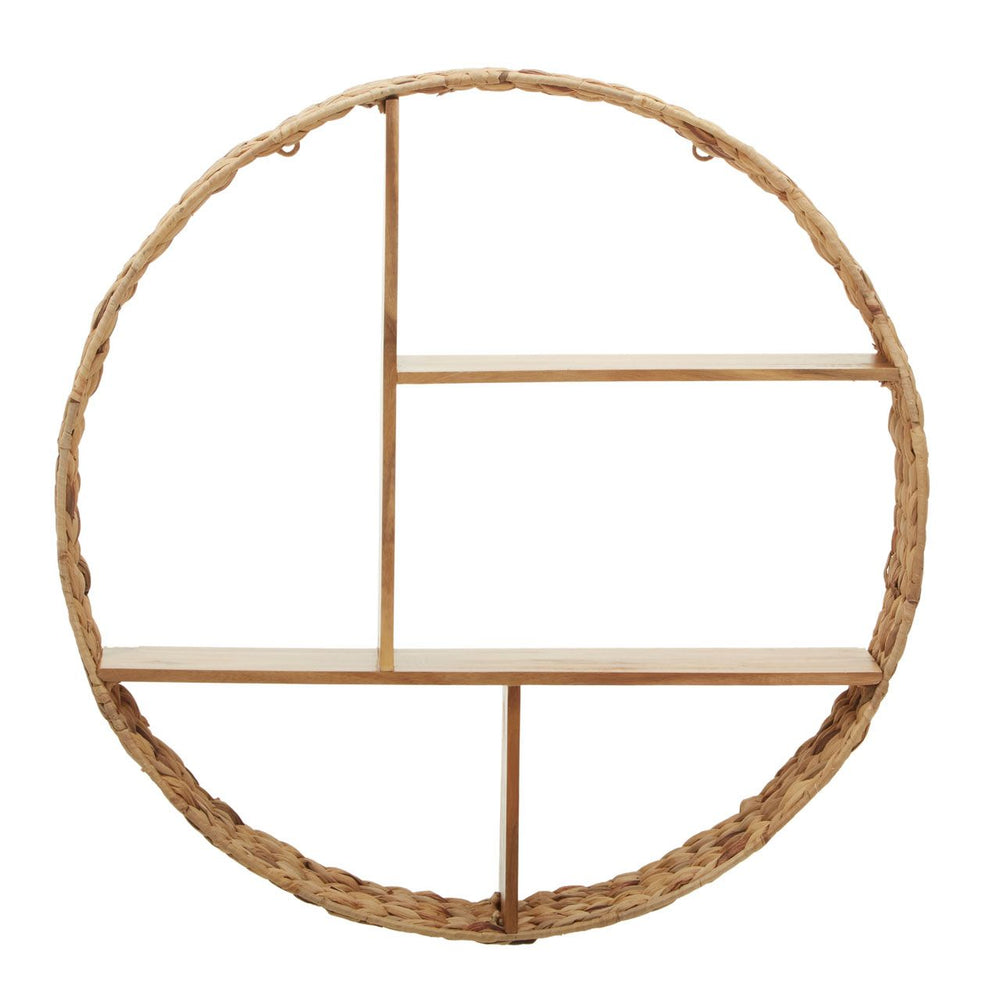 Arlies Circular Water Hyacinth Wall Shelf - The Furniture Mega Store 