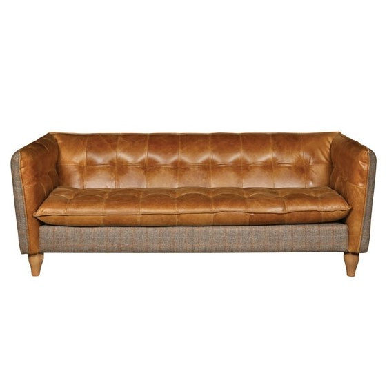 Chester Sofa & Armchair Collection - Vintage Leather & Harris Tweed Options - The Furniture Mega Store 