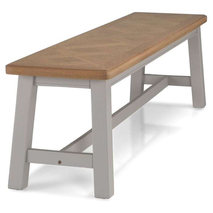 Sunbury Oak & Grey Painted Dining Bench - 160 cm - The Furniture Mega Store 
