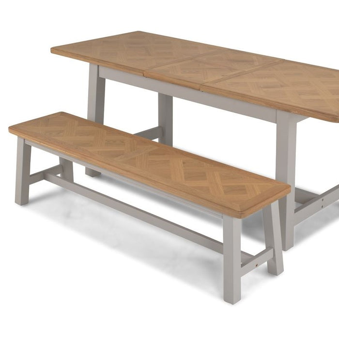 Sunbury Oak & Grey Painted Dining Bench - 160 cm - The Furniture Mega Store 