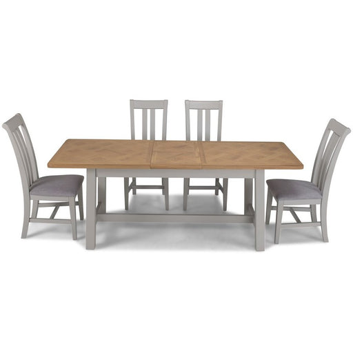 Sunbury Oak And Grey Painted 1.6 Extending Table And 4 Chairs - The Furniture Mega Store 