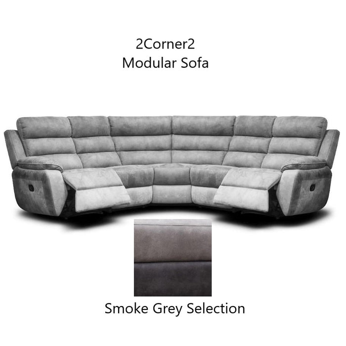 Ellis Corner Modular Fibre Fabric Recliner Sofa - Manual Or Power + USB Charging Port - The Furniture Mega Store 