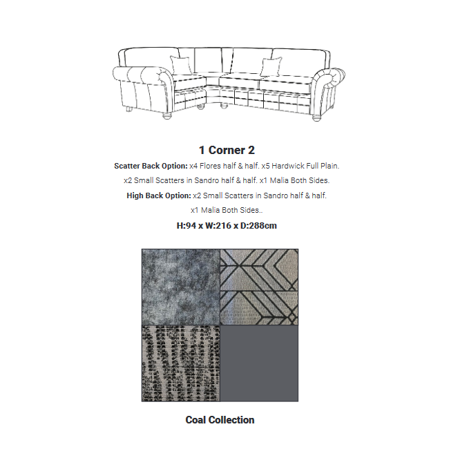 Morland Corner Sofa - Pillow Back or Classic Back - Choice Of Fabrics - The Furniture Mega Store 