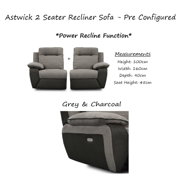 Astwick Modular Power Recliner With USB Charging Collection - Choice Of Fabrics - The Furniture Mega Store 