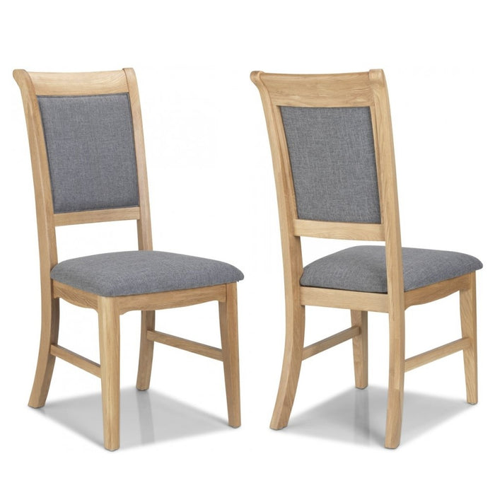 Cannes Natural Oak Upholstered Dining Chairs - Set Of 2 - The Furniture Mega Store 