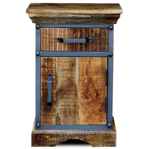 Metro Mango Wood 1 Door Side Table - The Furniture Mega Store 