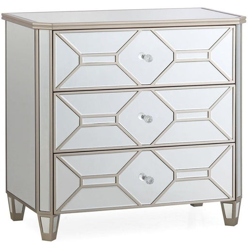 Vida Living Rosa Geometric Mirrored 3 Drawer Dressing Chest - The Furniture Mega Store
