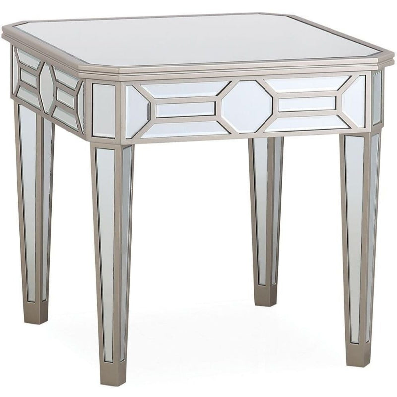 Rosa Geometric Mirrored End Table | The Furniture Mega Store