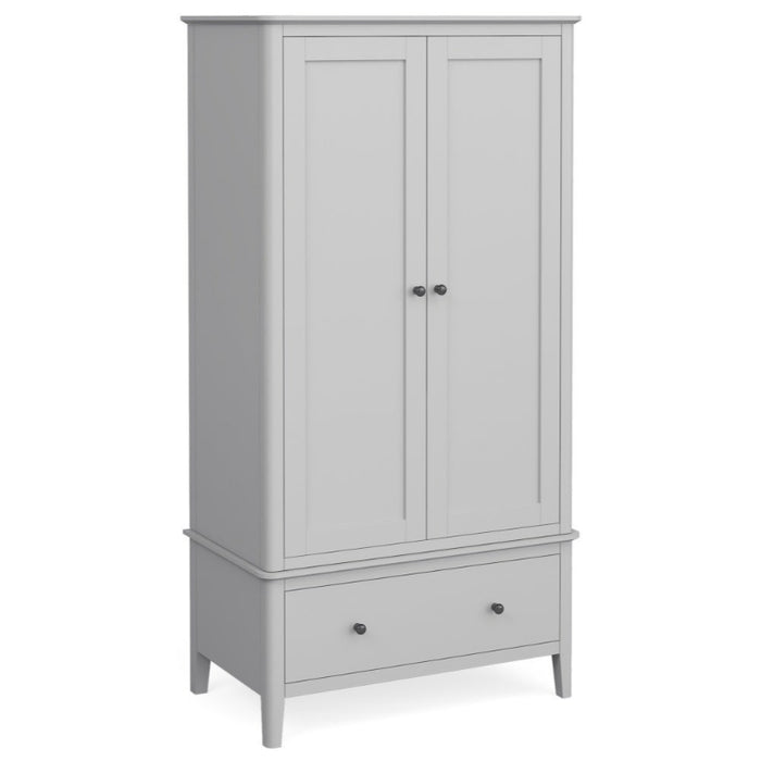 Capri Silver Grey Gents Double Wardrobe with 2 Doors & 1 Bottom Storage Drawer - The Furniture Mega Store 