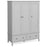 Capri Silver Grey Triple Wardrobe with 3 Doors & 2 Bottom Storage Drawers - The Furniture Mega Store 